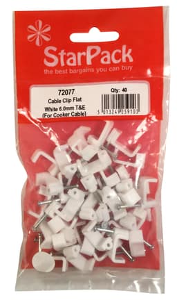 Star Pack Cable Clip Flat White TW & E 6.0mm(72077) 1