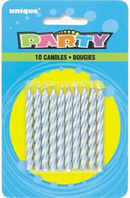 Unique Party 10 Silver Spiral Candle 1