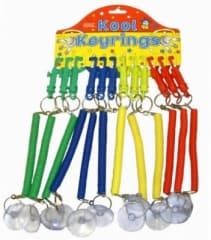 Henbrandt Keyrings Plastic Spiral Multi Purpose W/Sucker Card of 12 1