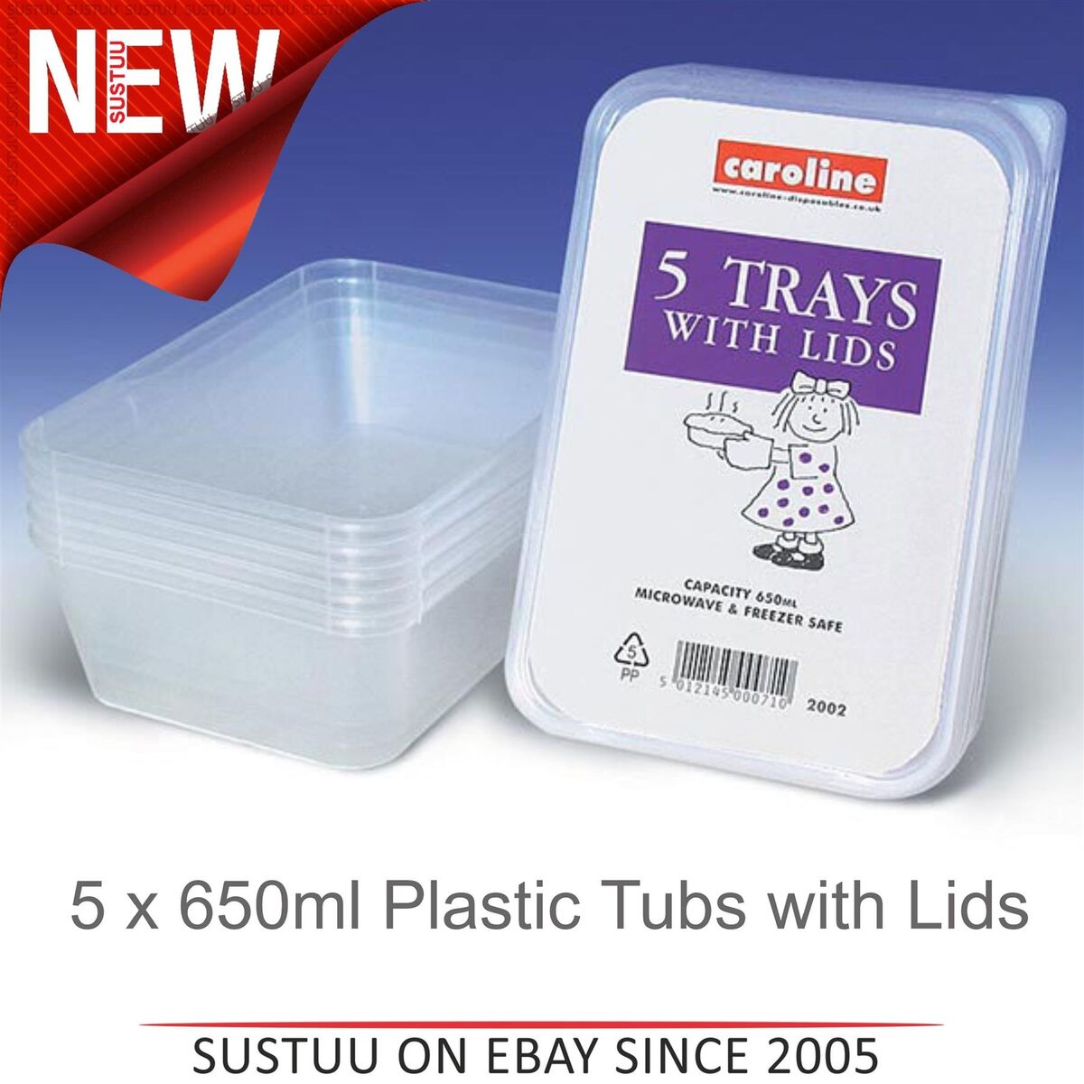 Caroline 650ml Plastic Tub / Lid 25pcs. image