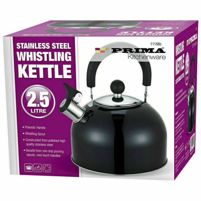Prima Whistling Kettle 2.5ltr Metallic Black
