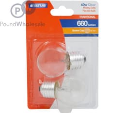 STATUS **** ""60w Heavy Duty Round Bc Clear 2pk Blister 1