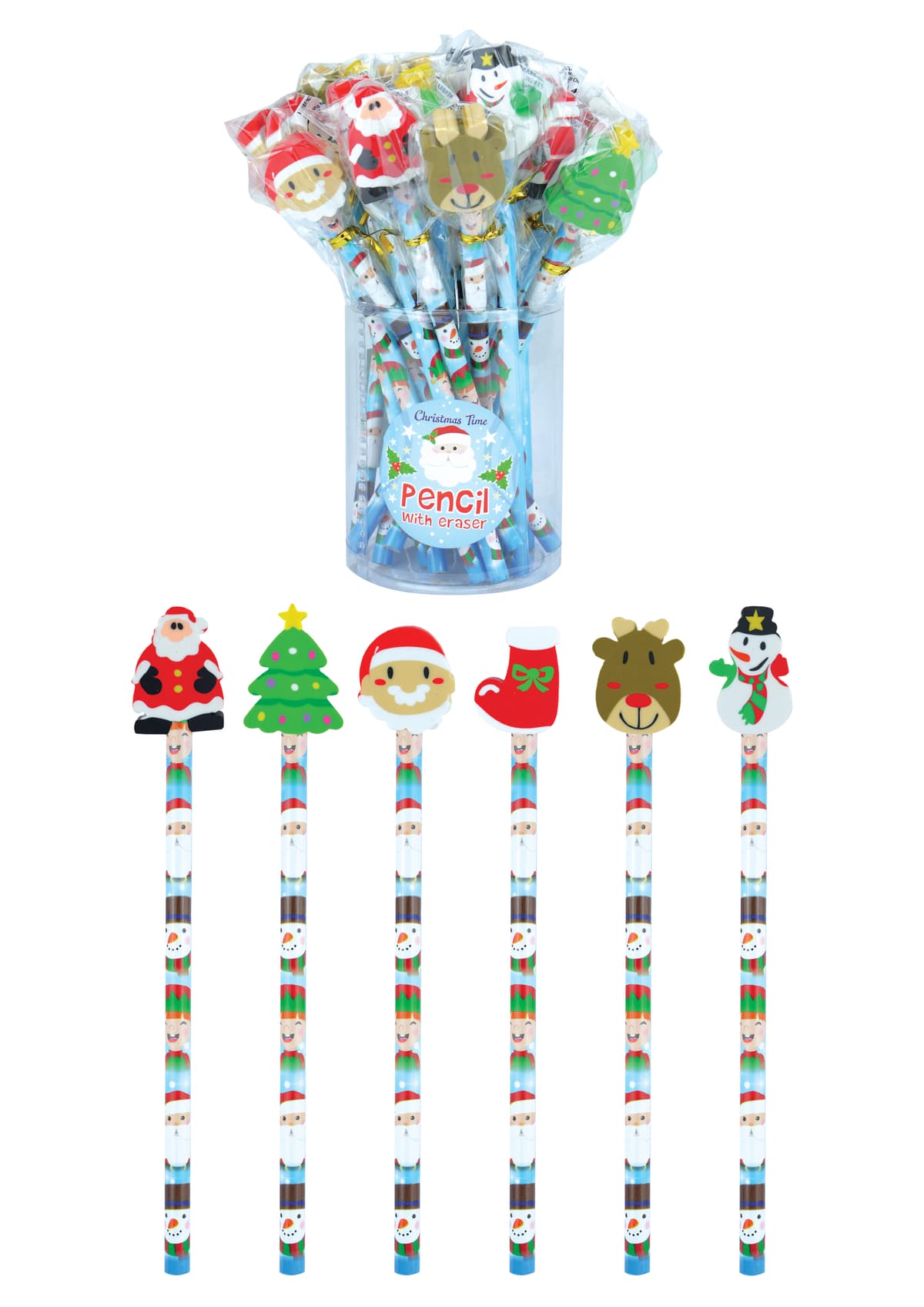 Pencil With Eraser Top Xmas - Asstd.
