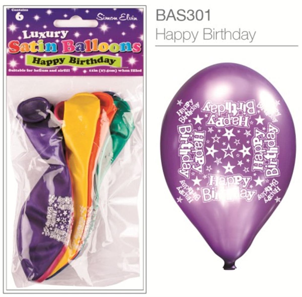 SE Happy Birthday Lux Printed Satin Balloon