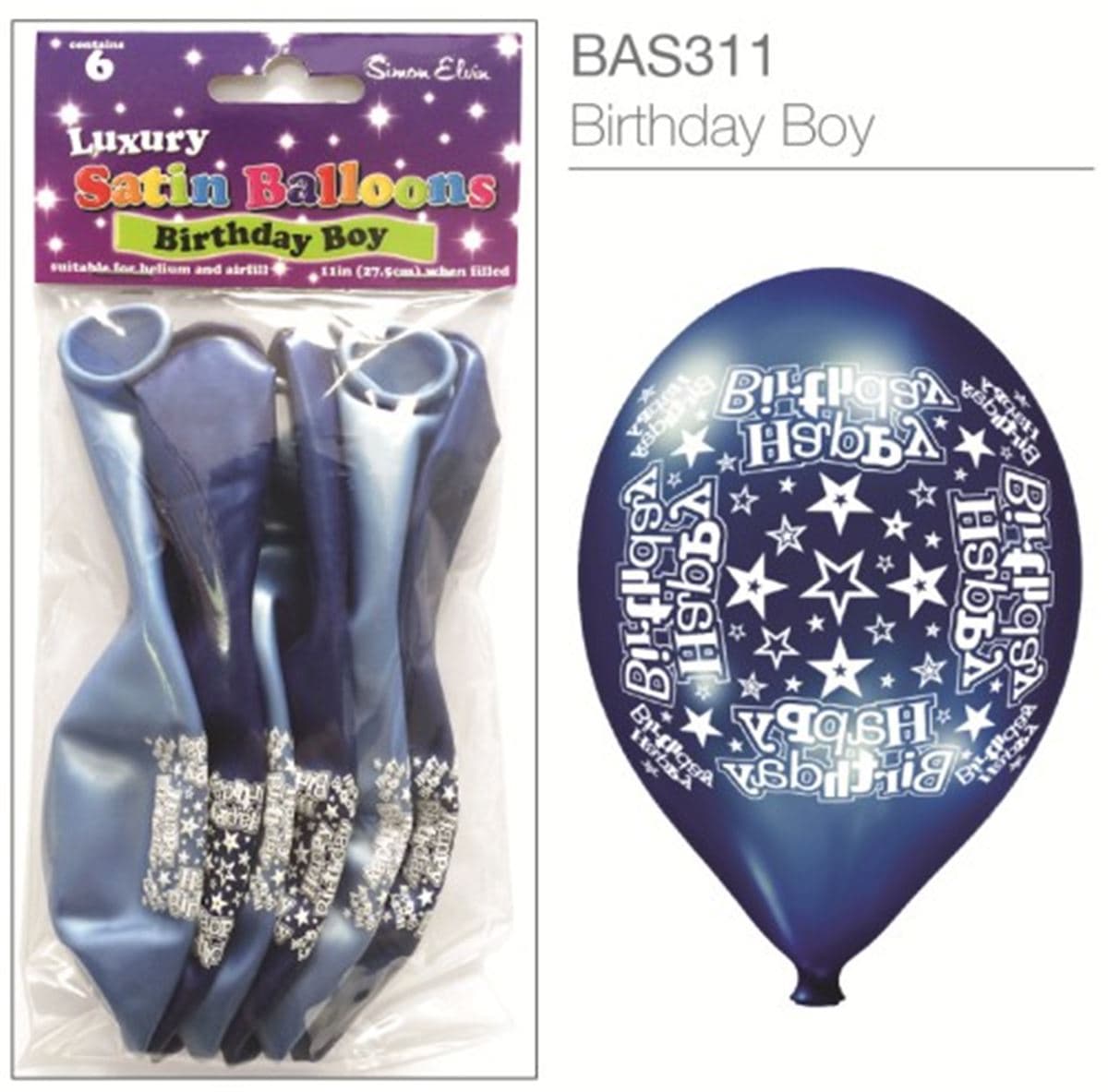 SE Birthday Boy Luxury Printed Satin Balloons