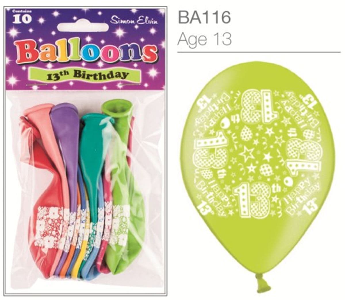 SE Age 13 Printed Balloons
