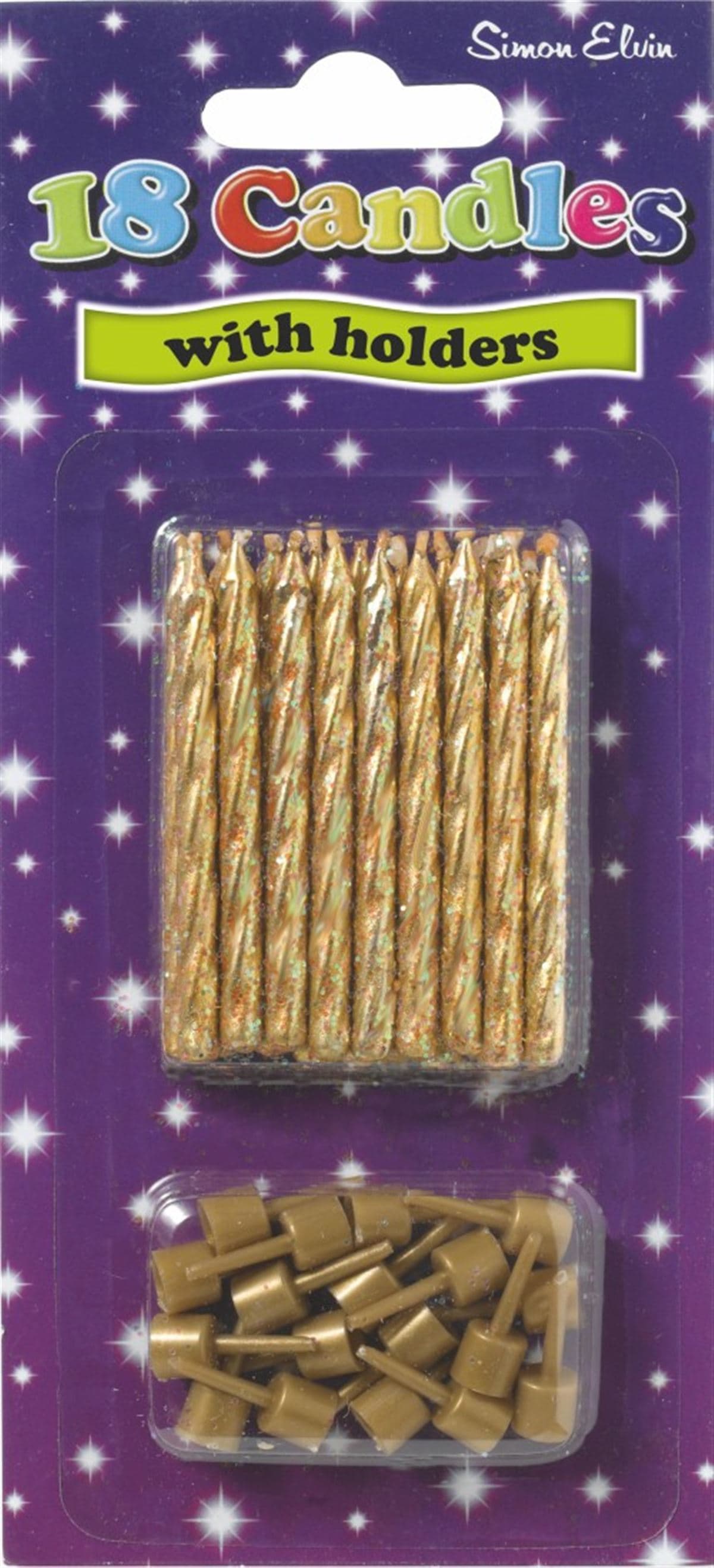 SE 18 Gold Glittered Spiral Spiral Candles (18)
