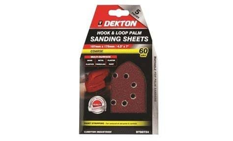 Dekton 5Pc Hook And Loop Palm Sanding Sheets 107Mmx175Mm/ Coarse - 60 Grit
