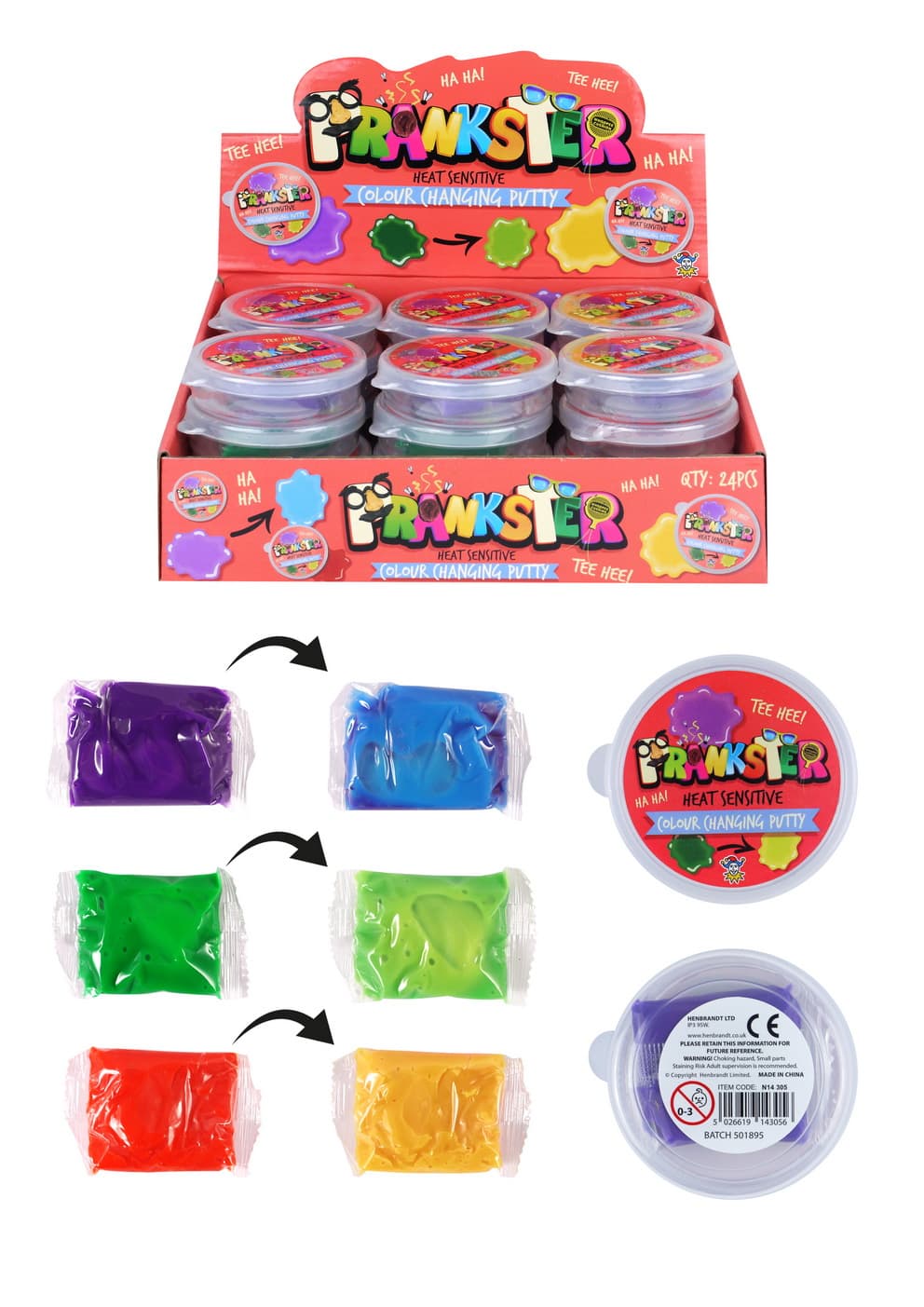 PUTTY THINKING COLOUR CHANGING 7CM X 5CM - 4 ASSTD