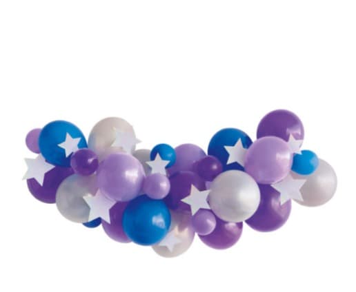 Unique Party Assorted Lavender Purple Royal Blue & Silver Balloon Arch Kit and Diecut Stars