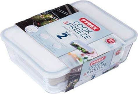 Pyrex Cook & Freeze 2 piece rectangular storage set 1.5L & 2.6L