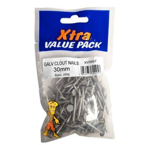 30mm GALV CLOUT NAILS 250g xtra value