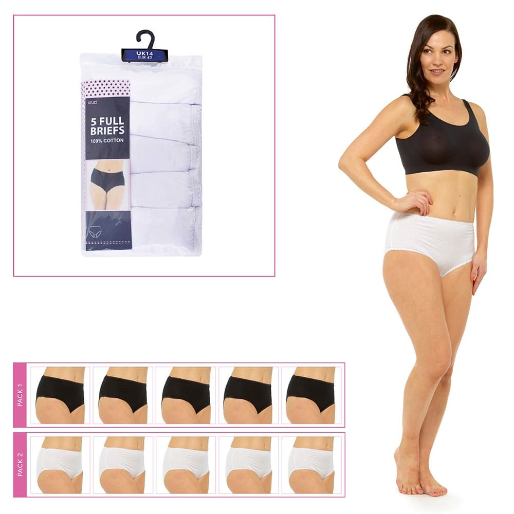 LADIES 5 PACK FULL BRIEFS IN POLYBAG