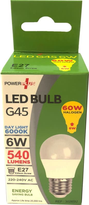Powerplus 3026su- Led G45 Bulb E27 6w 540lm 6000k 240v Ac