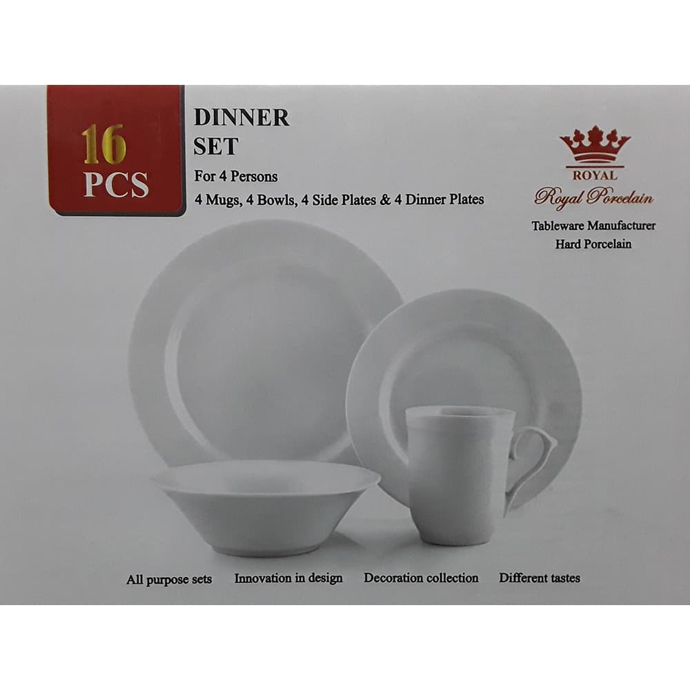 SOV 16pc White Porcelain Dinner Set