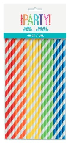 Unique 40 Assorted Color High Paper Straw