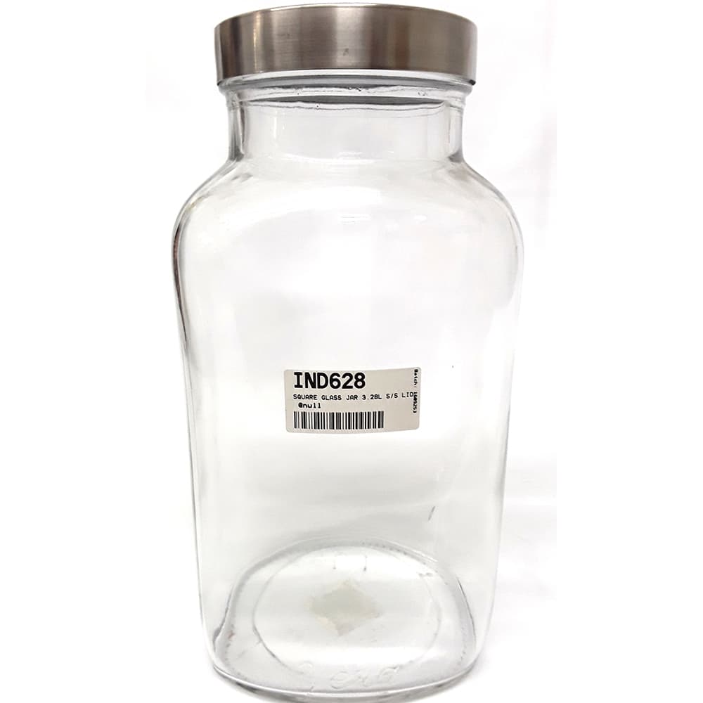 SOV Square Glass Jar 3.28l S/s Lid