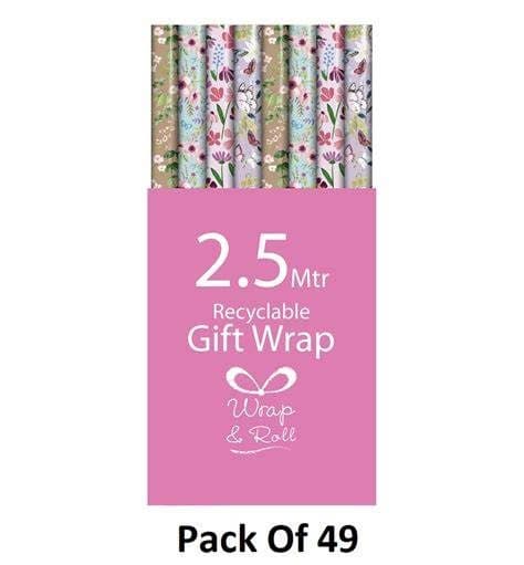 2.5M Floral Giftwrap 49 Rolls