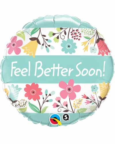 Qualatex 18" Round Foil Print 001ct Feel Better Soon Floral