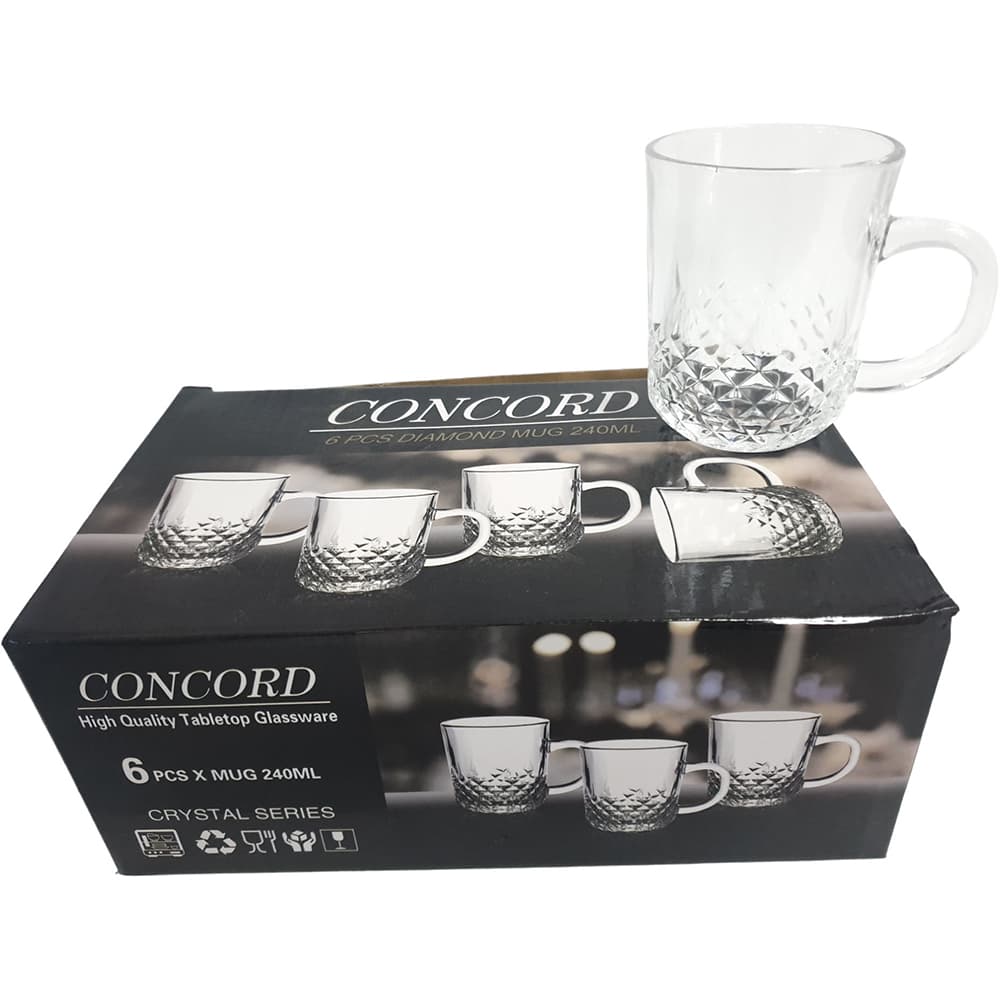 SOV 6pc Concord Crystal Glass Mug