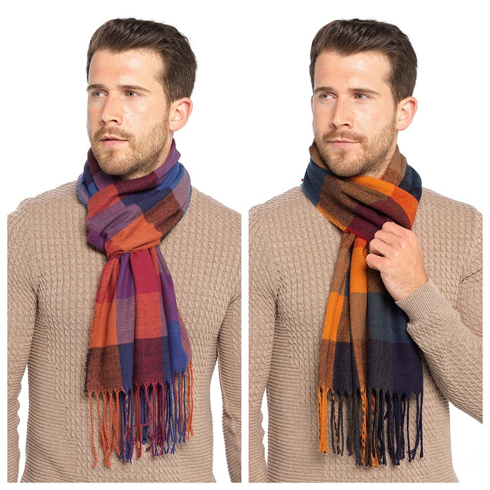 RJM Men's Check Scarf With Tassel