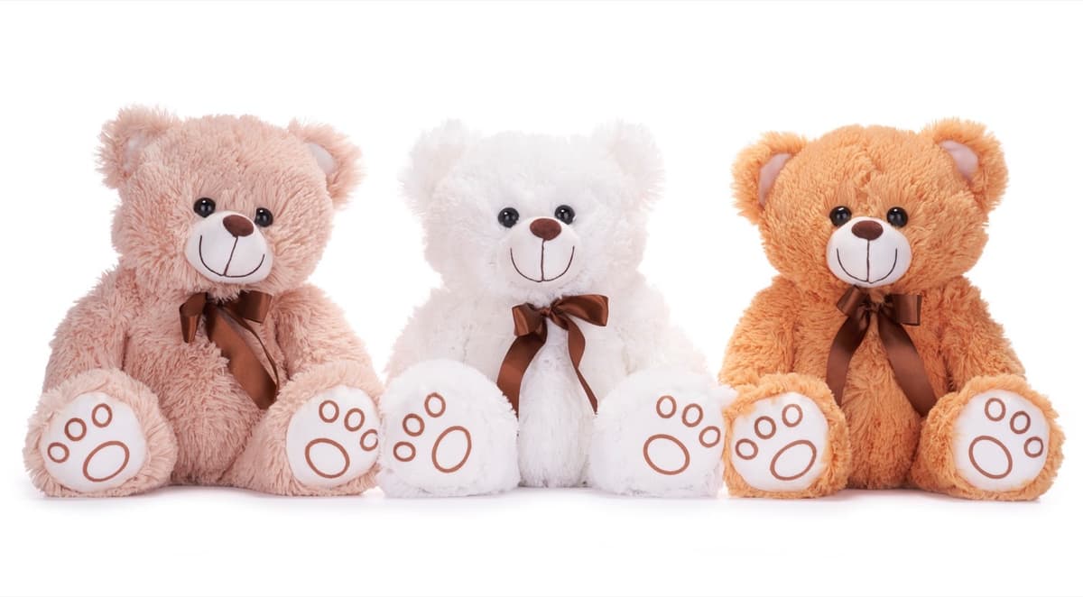 12A/30CM THOMAS BEAR WITH RIBBON 3ASST