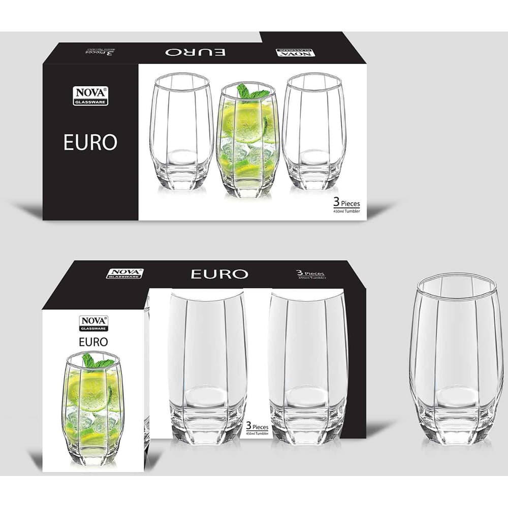 Euro 3pc Glass Set 450ml