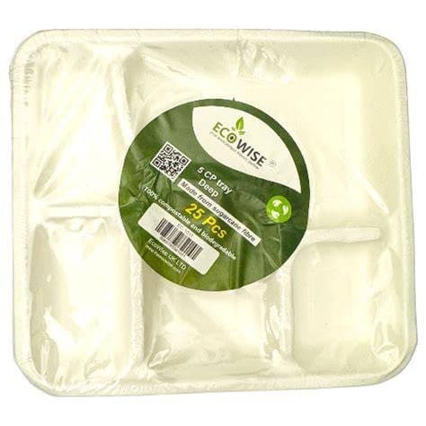 Ecowise 5 Compartment Plates PK OF 25