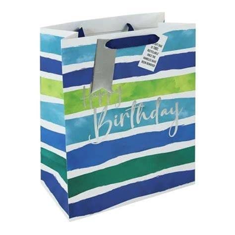 Male Birthday Stripes Large Bag