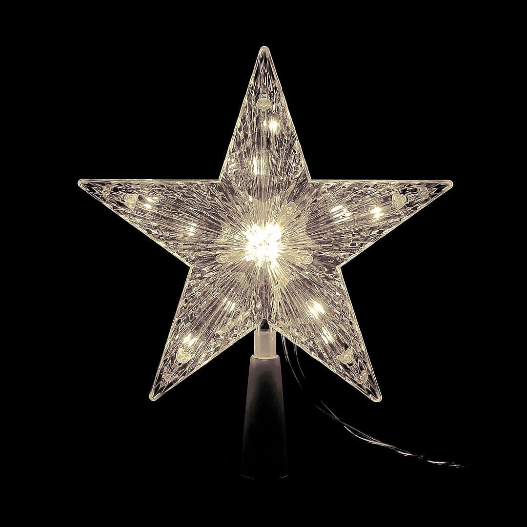 18cm Warm White LED Star Tree Topper - COLOUR BOX
