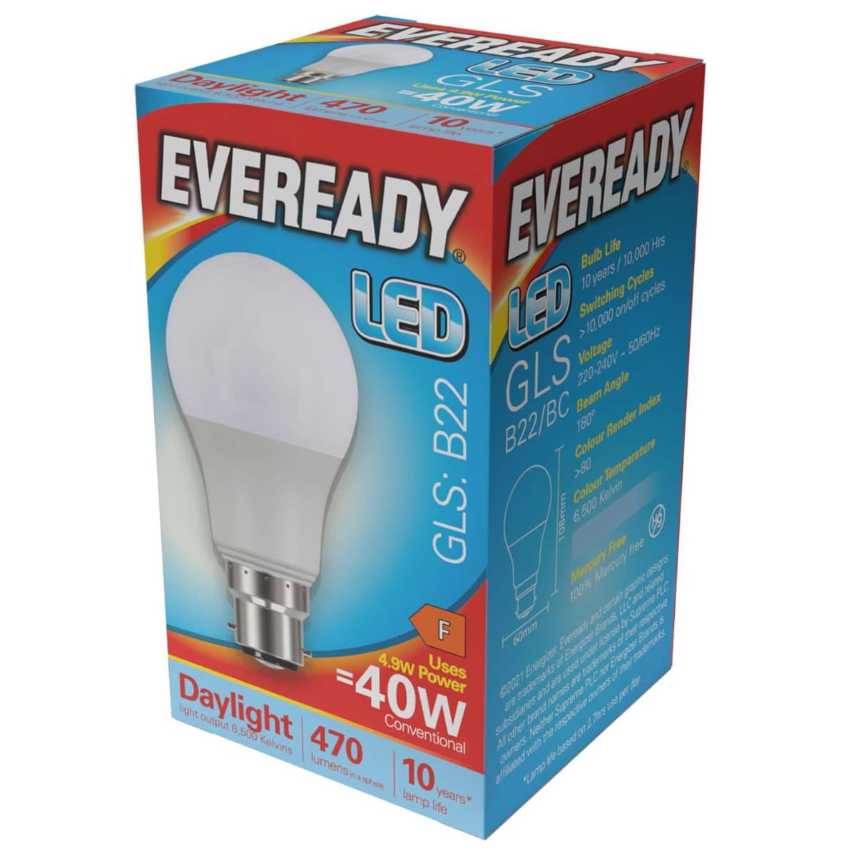 Eveready LED GLS 470LM B22 Daylight Boxed