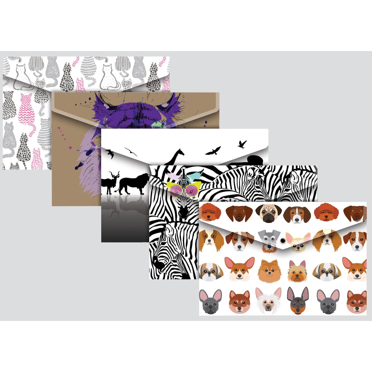 Tiger A4+ Animals Designs Stud Wallets Assorted