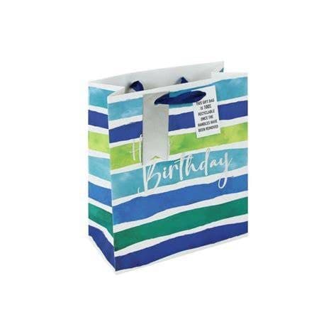 Male Birthday Stripes Medium Bag