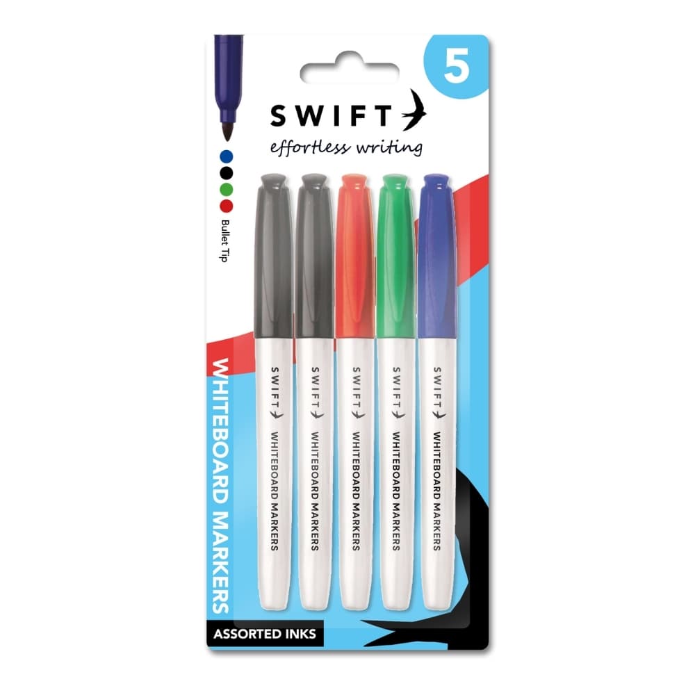 Swift Whiteboard Markers, 5pk Assorted