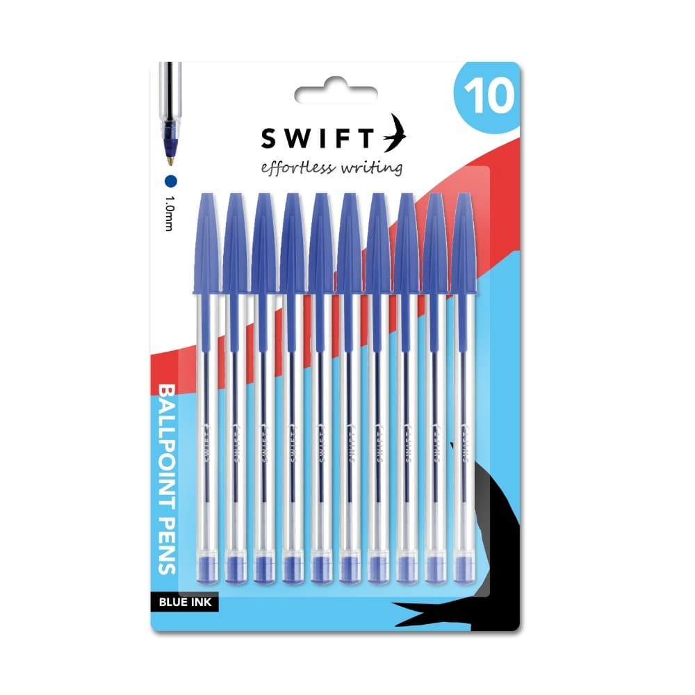 Swift Pull Cap Ballpoint Pens, 10pk Blue