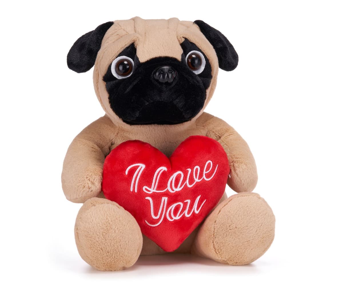 12" /30cm Sitting Pug With Red Heart Only