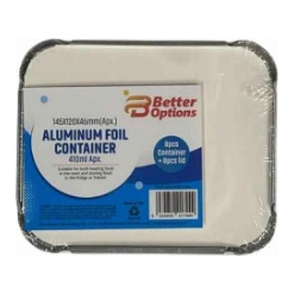 Aluminium Foil Containers ( 8pcs with lids ) 145x120x46mm 410ml