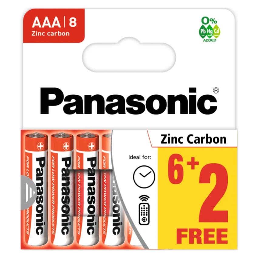 Panasonic AAA Zinc - Pack of 6+2