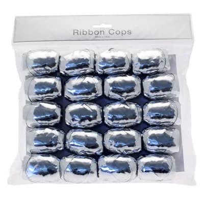 Apac Metallic Silver Ribbon Cops x 20