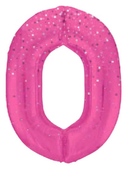 Unique 34" GLITZ 0 Pink Printed Prism Foil Balloon