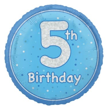 Unique Party 18" Birthday Blue Glitz Number 5 Round Foil Balloon