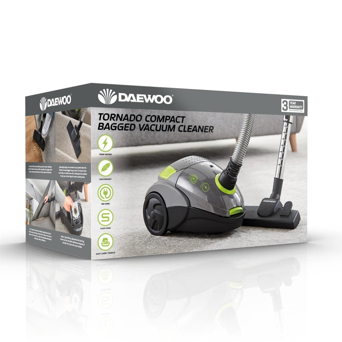 Daewoo Xx Tornado Compact Bagged Vacuum Cleaner