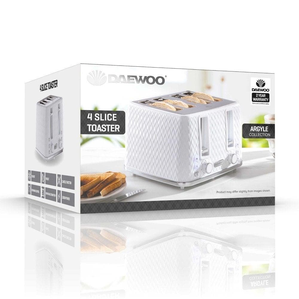 Daewoo Argyle 4 Slice Toaster White