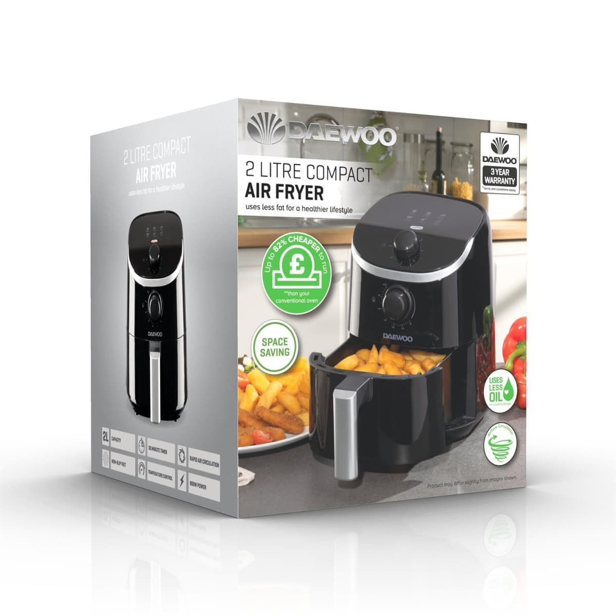 Daewoo 2L Single Pot Air Fryer - Blk