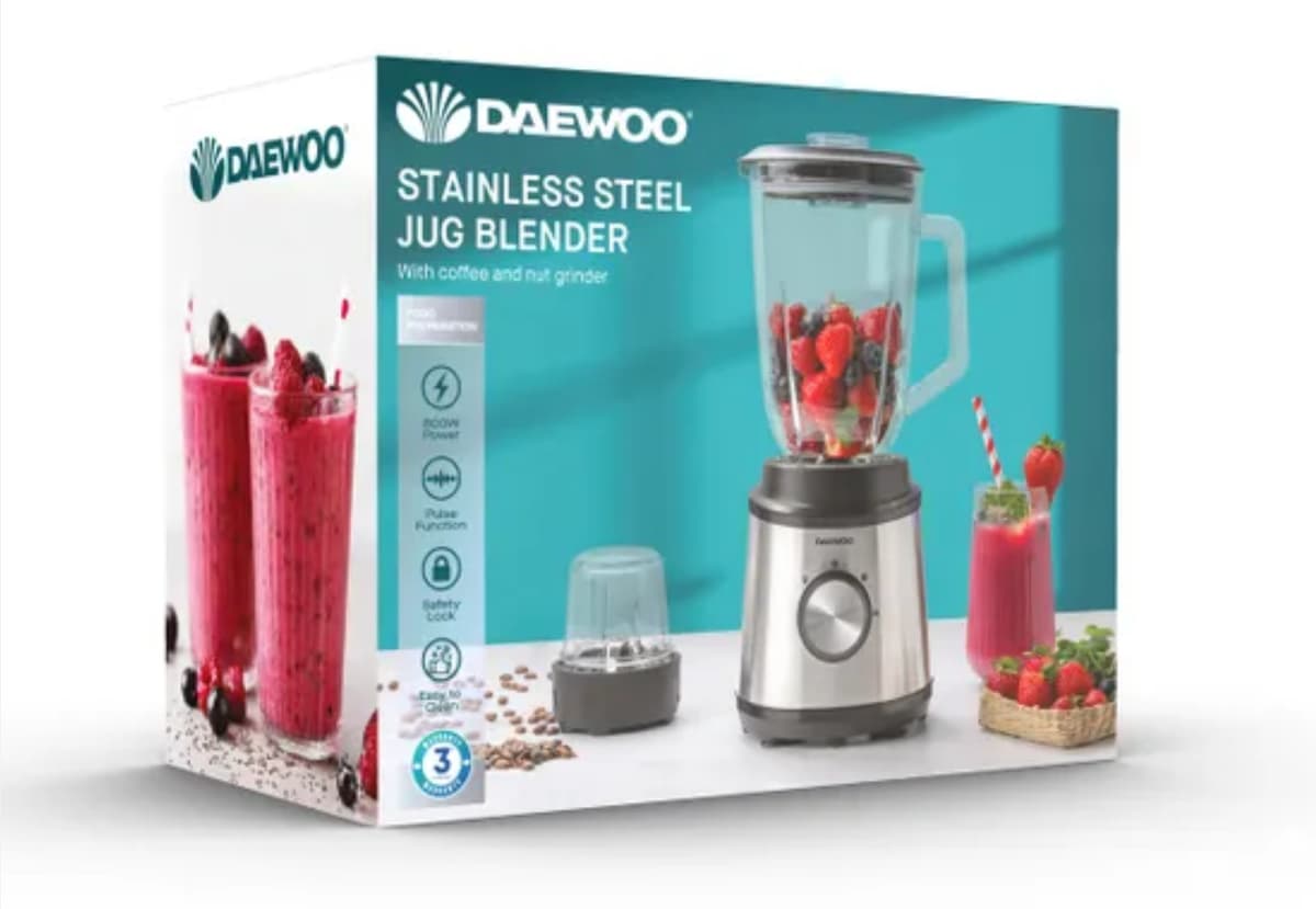 Daewoo 800W Stainless Steel Jug Blender & Grinder