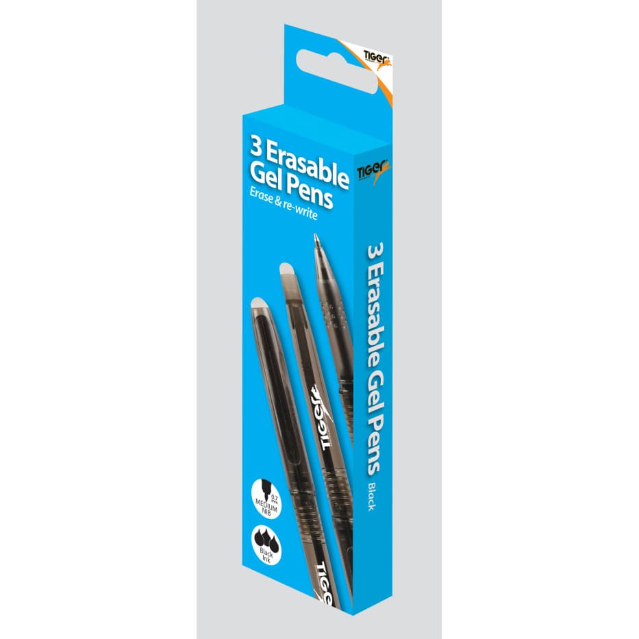 Tiger 3 Erasable Gel Pens Black
