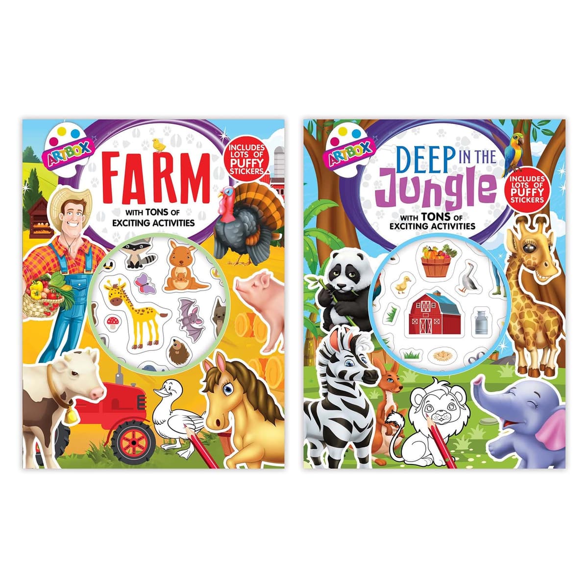 Tallon Puffy Sticker Activties. Farm and Jungle