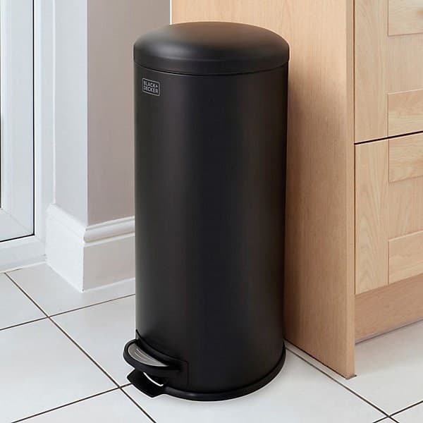 Black Decker Dome Lid Pedal Bin - Matt Black