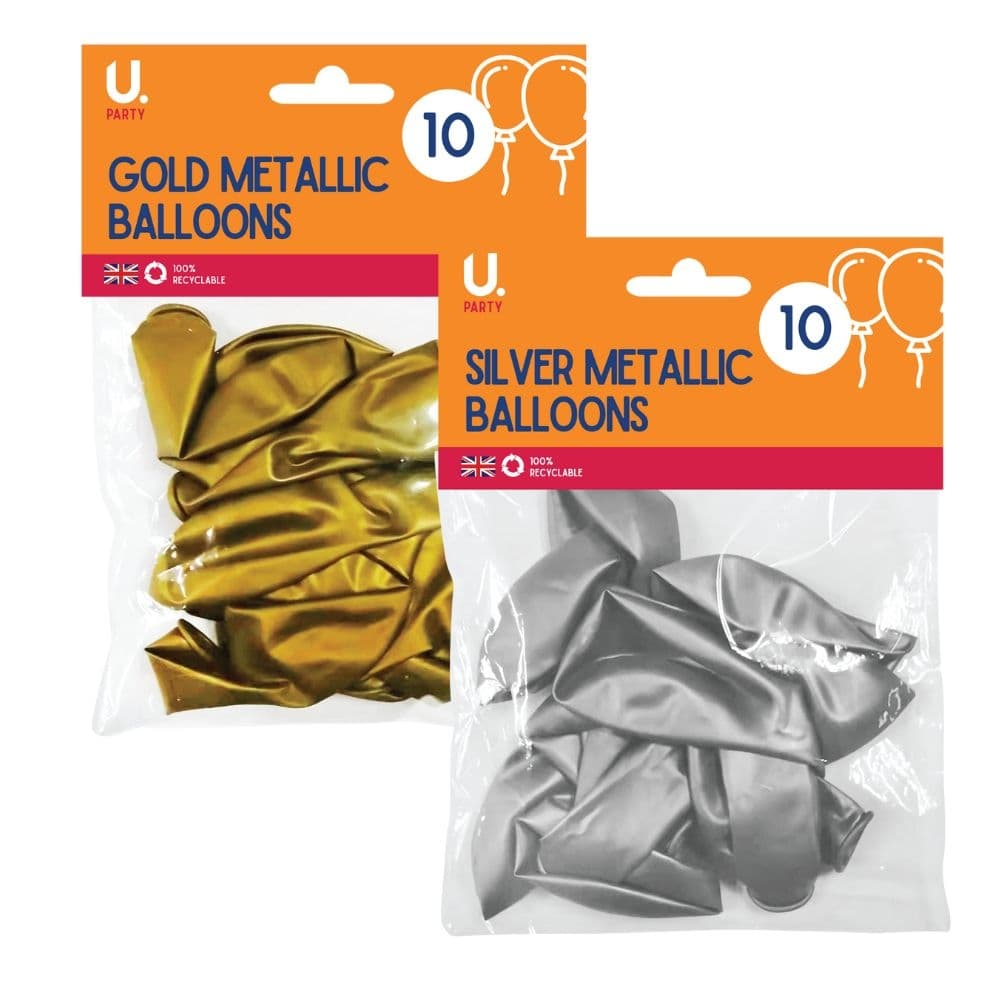 Martello Gold & Silver Metallic Balloon , 10pk