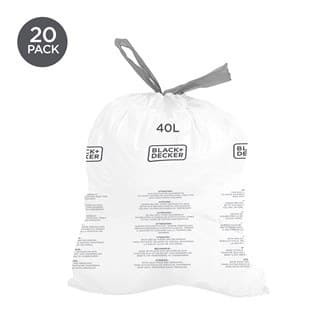 Black Decker 40L Bin Bags 20 Pack - POLYBAG